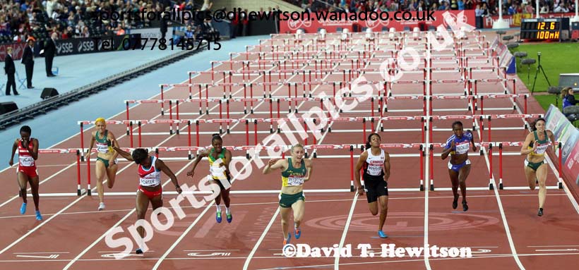 Sally Pearson (Australia) wins the 100 metres hurdles at the Commonwealth Games, Glasgow. Photo: David T. Hewitson/Sports for All Pics